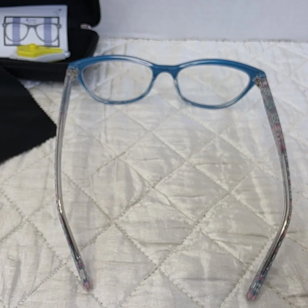 ProEyes Aries Progressive Multifocal Reading Glasses Cat Eye Blue Aztec Frame
